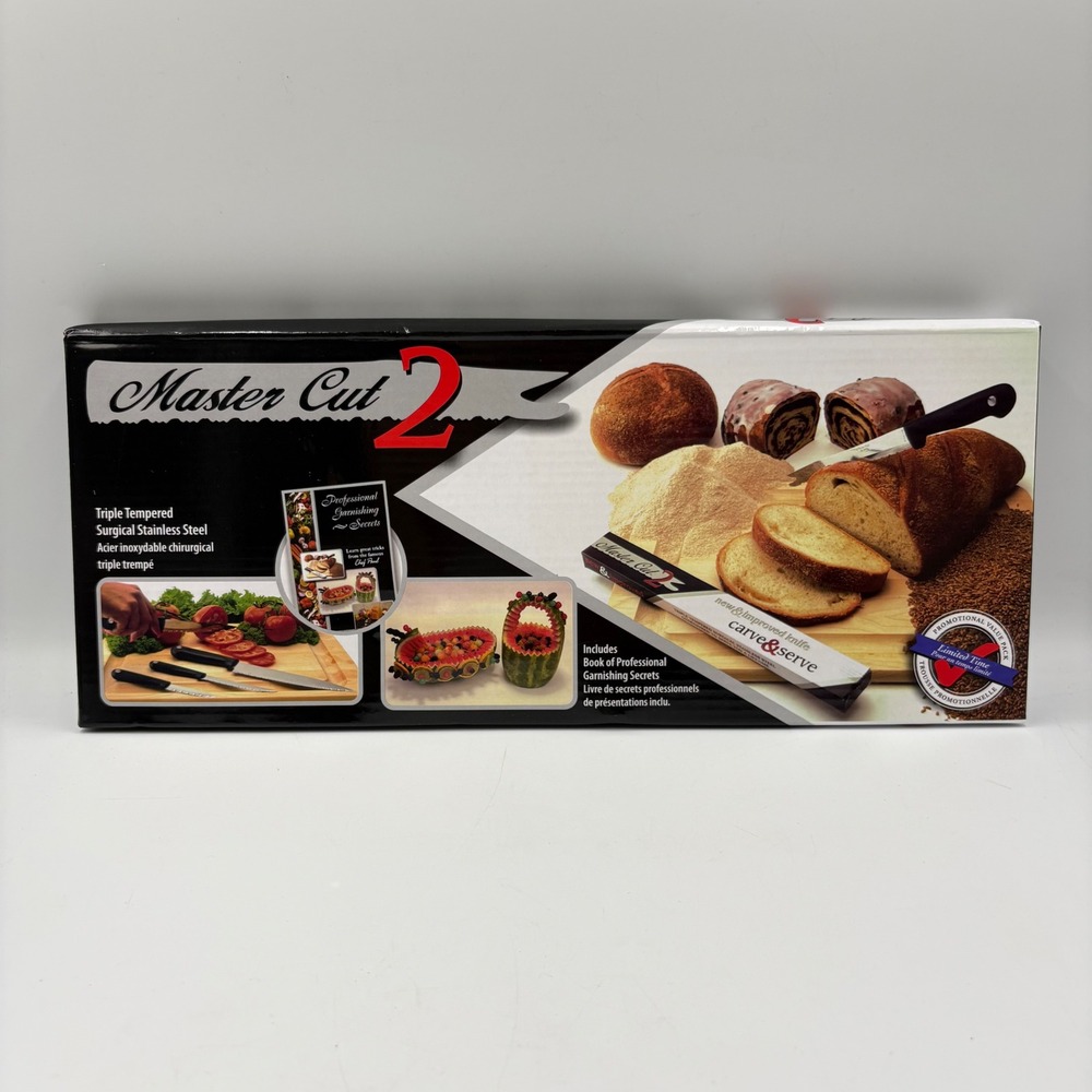 Master Cut 2 Knife Set Kitchen 9pc Black Surgical Stainless Steel Garnishing